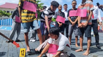 Penganiayaan dan Pembunuhan Jasa Direkonstruksi Polres Batu Bara Dengan 15 Adegan dan 6 Tersangka